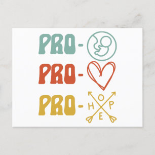 Pro-Life Pro-Love Pro-Hope Vintage Feiertagspostkarte