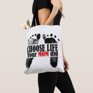 Pro-Life-Zitat mit Babyfußabdrücken Tasche