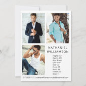 Pro Model Actor 4 Fotos Moderne Comp Card Einladung (Rückseite)