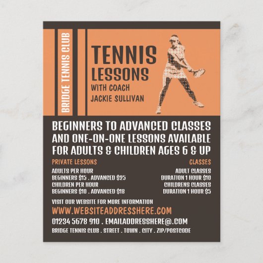 Pro Tennis Player, Tennisunterricht/Klassenwerbung Flyer (Vorne)