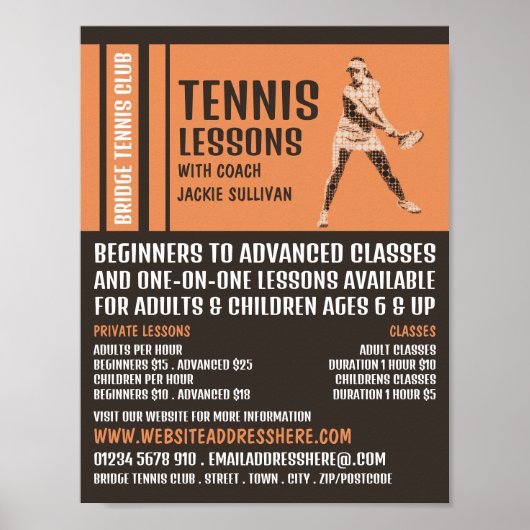Pro Tennis Player, Tennisunterricht/Klassenwerbung Poster (Vorne)