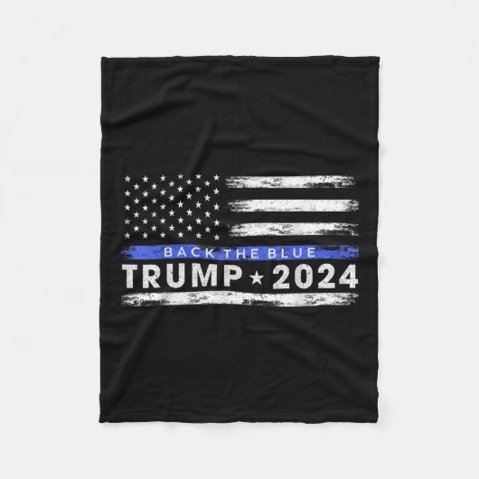 Pro Trump 2024 Back The Blue Thin Blue Line Fleecedecke (Vorderseite)