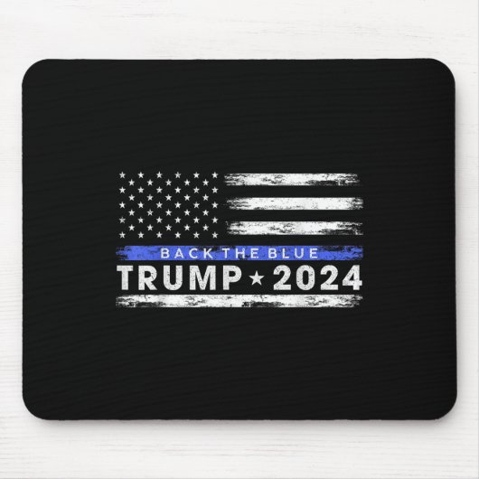 Pro Trump 2024 Back The Blue Thin Blue Line Mousepad (Vorne)