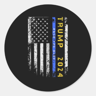 Pro Trump 47 2024 Back The Blue Thin Blue Line Ame Runder Aufkleber