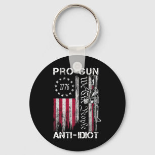 Pro-Waffen Anti-Idioten-Shirt Vintage-USA-Flagge 2 Schlüsselanhänger