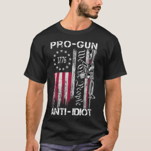 Pro-Waffen Anti-Idioten-Shirt Vintage-USA-Flagge 2 T-Shirt