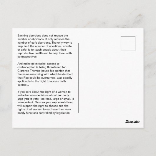 Pro Wahl werden wir nicht zurückgehen Roe v Wade Postkarte (Rückseite)