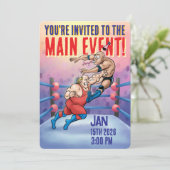 Pro Wrestling Birthday Main Event Einladung (Stehend Vorderseite)