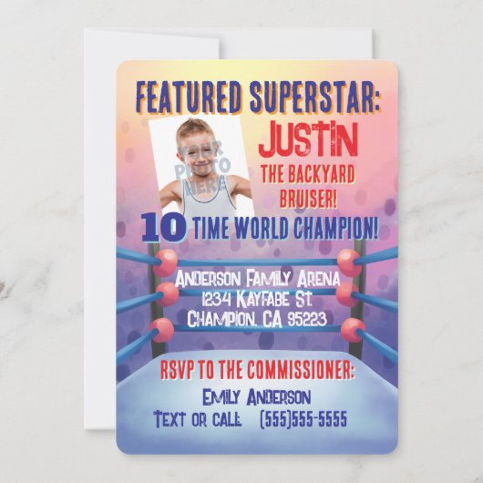 Pro Wrestling Birthday Main Event Einladung (Rückseite)