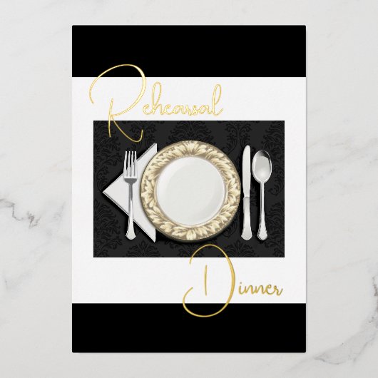 Probe Abendessen am Platz Fossil Schwarz Folieneinladung (Vorderseite)