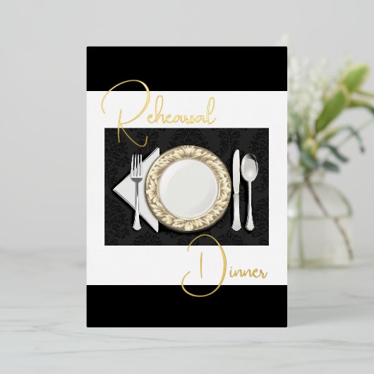 Probe Abendessen am Platz Fossil Schwarz Folieneinladung (Stehend vorne)