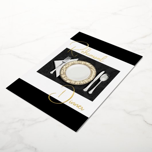 Probe Abendessen am Platz Fossil Schwarz Folieneinladung (Gedreht)