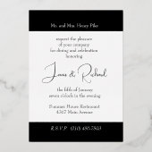 Probe Abendessen am Platz Fossil Schwarz Folieneinladung (Rückseite)