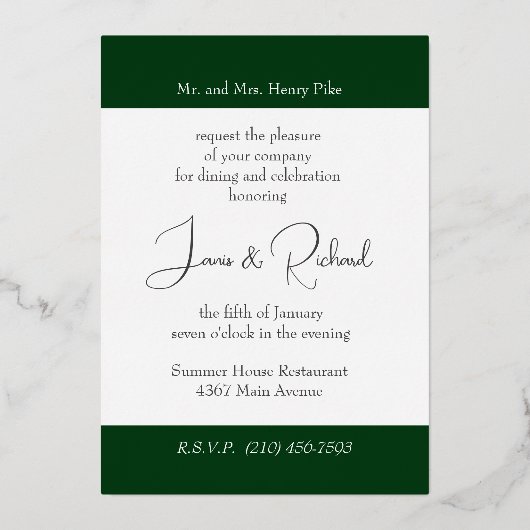 Probe Abendessen am Platz Fossilienplatz Grün grün Folieneinladung (Rückseite)