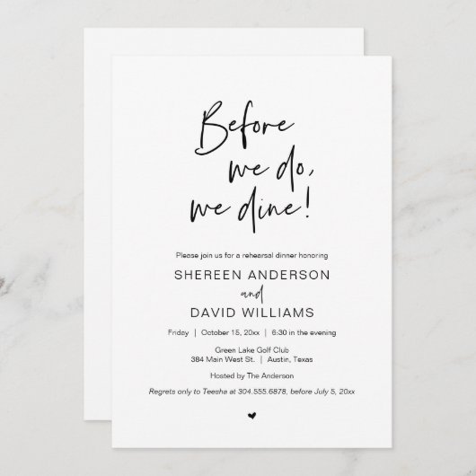 Probe Abendessen, bevor wir es tun, essen wir Einl Einladung (Vorne/Hinten)