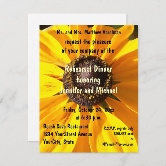 Probe Abendessen Blume Einladung (Vorne/Hinten)