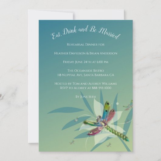 Probe-Abendessen der Libelle Einladung (Vorderseite)