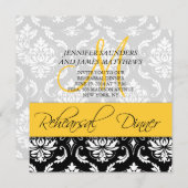 Probe Abendessen Einladung Damask Monogramm Gelb (Vorne/Hinten)