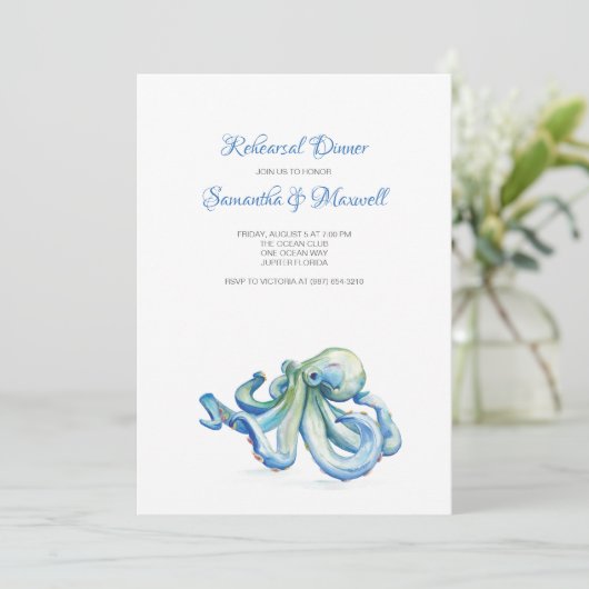 Probe Abendessen Einladung Küstenktopus (Stehend Vorderseite)