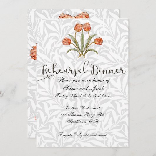 Probe Abendessen Einladung Vintage Blume (Vorne/Hinten)