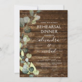 Probe Abendessen Eukalyptus Grüne Rustikale Wälder Einladung (Vorderseite)