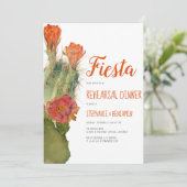 Probe Abendessen Fiesta Cactus Floral Einladung (Stehend Vorderseite)