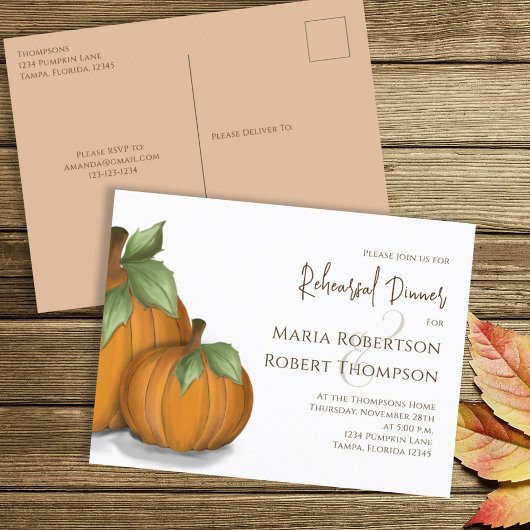 Probe Abendessen Herbst Elegante Pumpkins Niedlich Postkarte