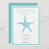Probe Abendessen Hochzeit Aqua Türkisfarbener Star Einladung (Vorne/Hinten)