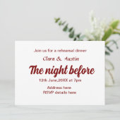 Probe Abendessen in der Nacht vor der einfachen mi Einladung (Stehend Vorderseite)
