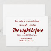 Probe Abendessen in der Nacht vor der einfachen mi Einladung (Vorne/Hinten)