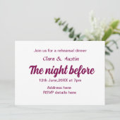 Probe Abendessen in der Nacht vor der einfachen mi Einladung (Stehend Vorderseite)