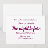 Probe Abendessen in der Nacht vor der einfachen mi Einladung (Vorne/Hinten)