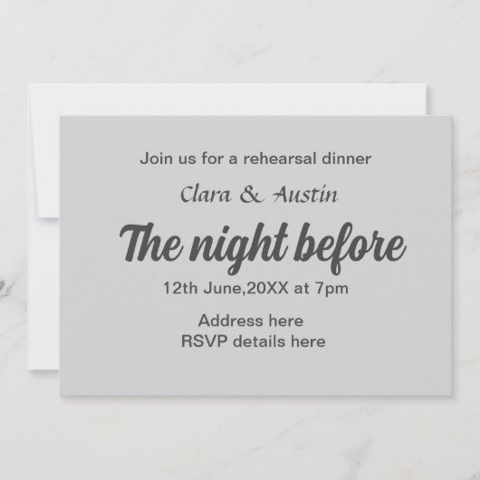 Probe Abendessen in der Nacht vor der einfachen mi Einladung (Vorderseite)