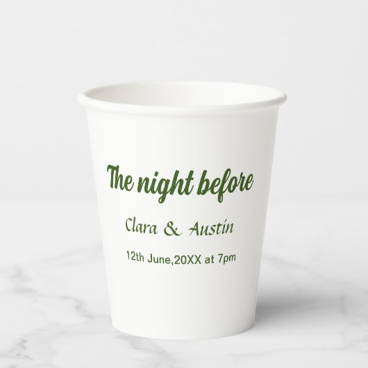 Probe Abendessen in der Nacht vor der einfachen mi Pappbecher (Vorderseite)