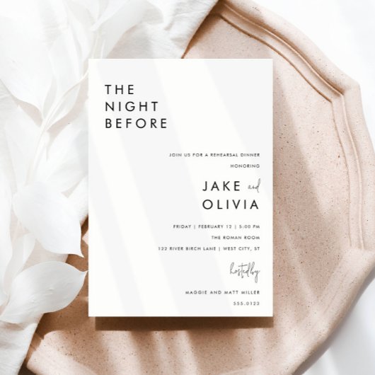 Probe Abendessen in Minimalistischem Schwarz/Weiß  Einladung