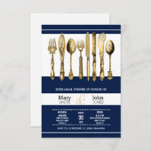 Probe Abendessen Party Marinegold Einladung (Vorne/Hinten)