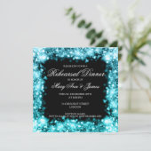 Probe Abendessen Sparkling Licht Türkis Einladung (Stehend Vorderseite)