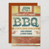 Probe Abendessen Vintage Einladungen zur Grillen (Vorne/Hinten)