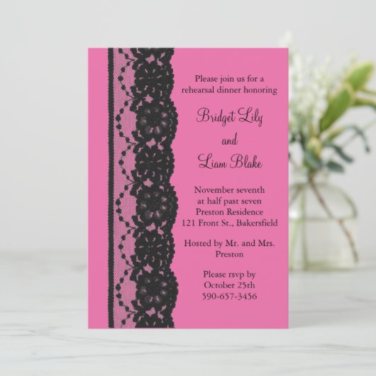 Probe am Abend (Fuchsia) Einladung (Stehend Vorderseite)