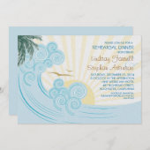 Probe am Strand von Palmen Einladung (Vorne/Hinten)