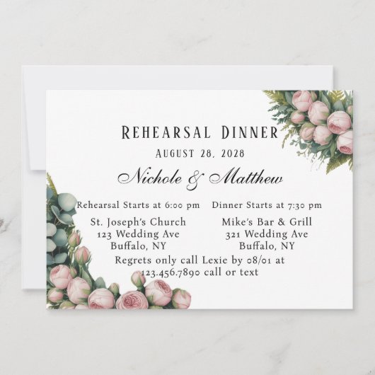 Probe Blush and Greenery Einladung (Vorderseite)