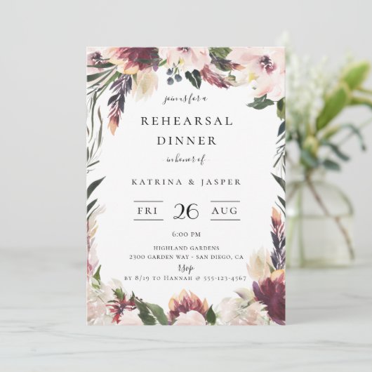 Probe Blush Plum Einladung (Stehend Vorderseite)