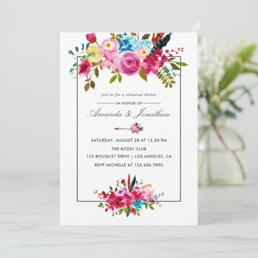 Probe Boho Chic Einladung (Stehend Vorderseite)