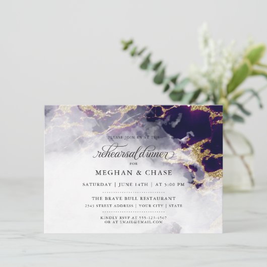 Probe | Deep Amethyst Watercolor Geode Einladung (Stehend Vorderseite)