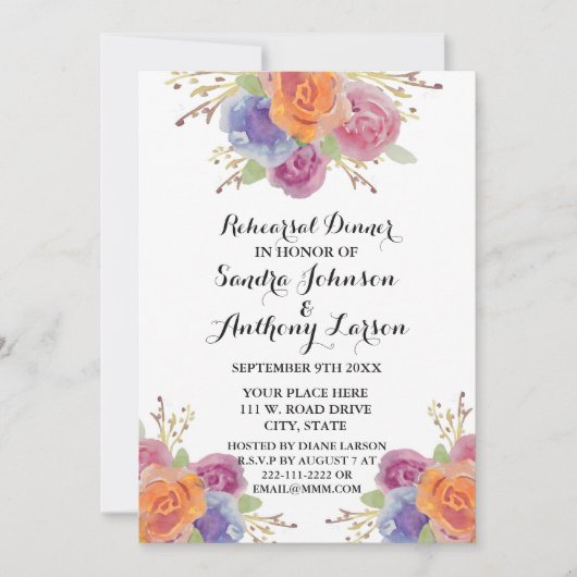 Probe der blühenden Wasserfarbe Einladung (Vorderseite)