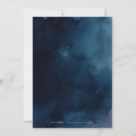 Probe der Navy mit rustikalen Blumenkalligrafien Einladung (Rückseite)