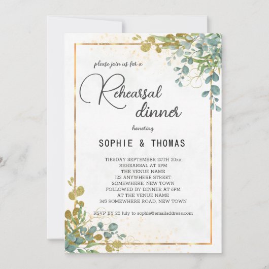 Probe des rustikalen Ucalyptus Einladung (Vorderseite)