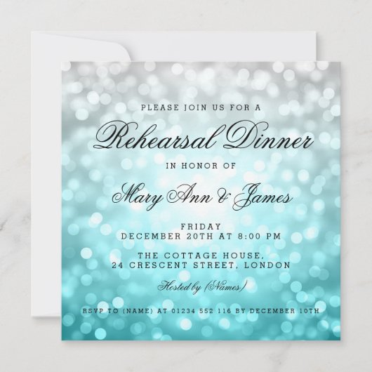 Probe Dinner Beach Ombre Glitzer Lights Einladung (Vorderseite)