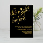 Probe Dinner Black & Gold Hochzeit Einladung (Stehend vorne)