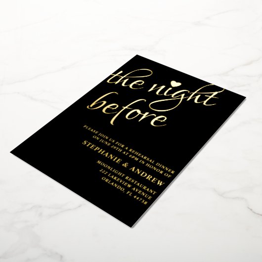 Probe Dinner Black & Gold Hochzeit Einladung (Gedreht)